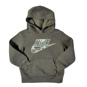 Nike Boys 2T Camo Logo Hoodie Green Pullover Sweatshirt Toddler Kids Sweater